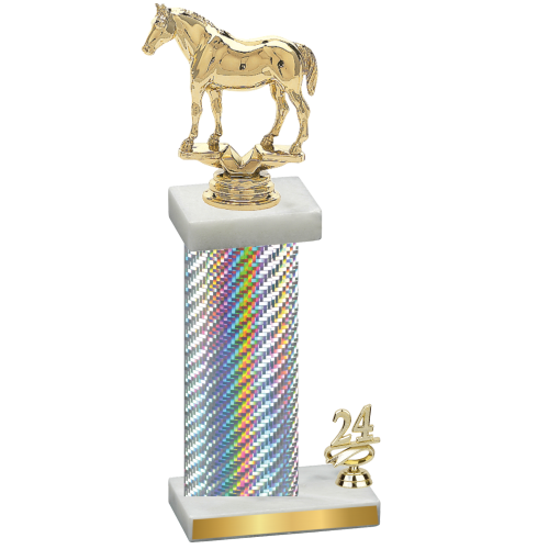 Accented Single Silver Carbon Fiber Year Horses Trophy