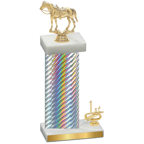 Accented Single Silver Carbon Fiber First Place Horses Trophy