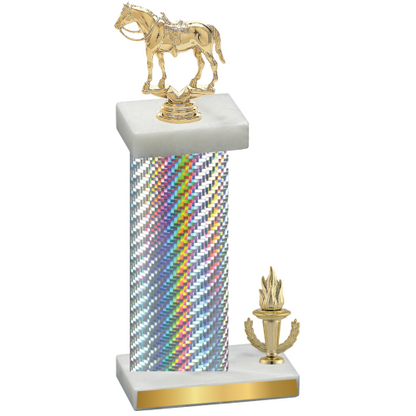 Accented Single Silver Carbon Fiber Victory Horses Trophy