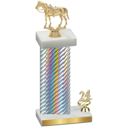 Accented Single Silver Carbon Fiber Year Horses Trophy