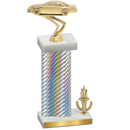 Accented Single Silver Carbon Fiber Victory Cars Trophy