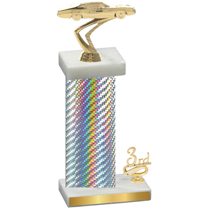 Accented Single Silver Carbon Fiber Third Place Cars Trophy