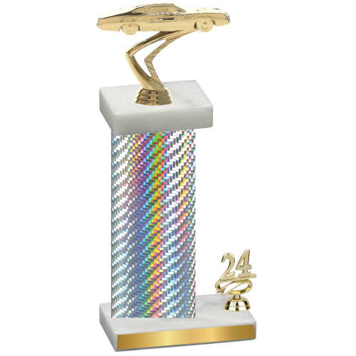 Accented Single Silver Carbon Fiber Year Cars Trophy