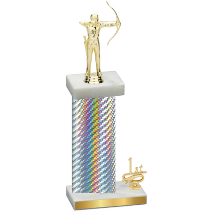 Accented Single Silver Carbon Fiber First Place Archery Trophy