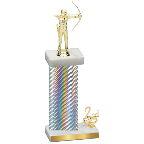 Accented Single Silver Carbon Fiber Second Place Archery Trophy