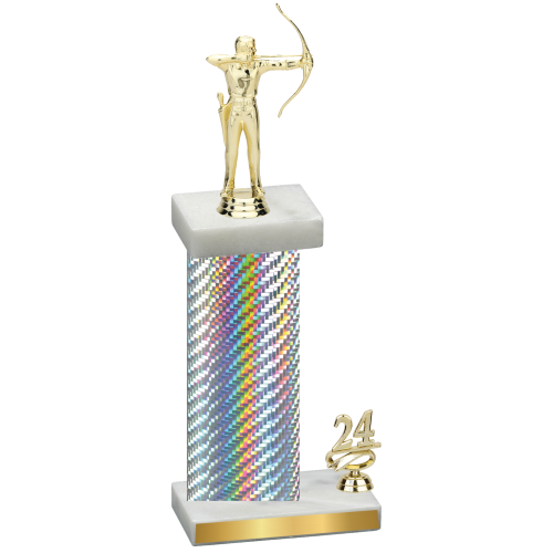 Accented Single Silver Carbon Fiber Year Archery Trophy