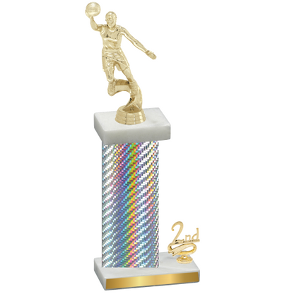 Accented Single Silver Carbon Fiber Second Place Basketball Trophy