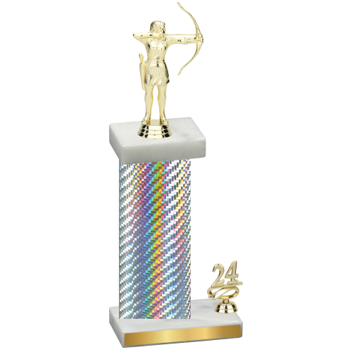 Accented Single Silver Carbon Fiber Year Archery Trophy