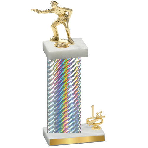 Accented Single Silver Carbon Fiber First Place Shooter Trophy