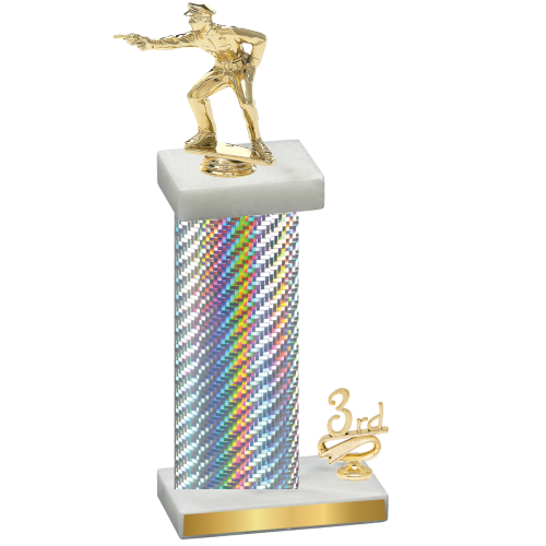 Accented Single Silver Carbon Fiber Third Place Shooter Trophy