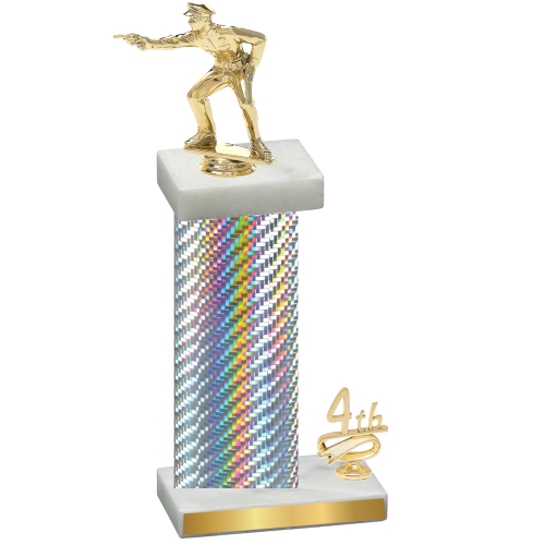 Accented Single Silver Carbon Fiber Fourth Place Shooter Trophy