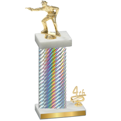Accented Single Silver Carbon Fiber Fourth Place Shooter Trophy