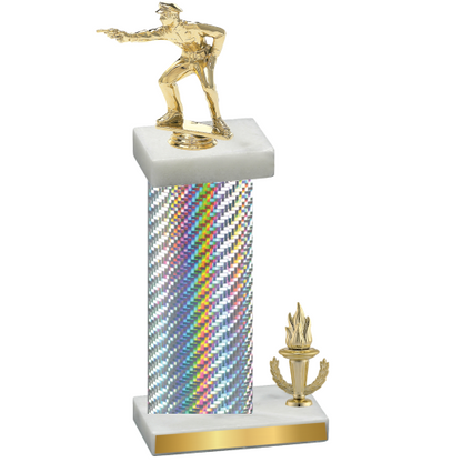 Accented Single Silver Carbon Fiber Victory Shooter Trophy