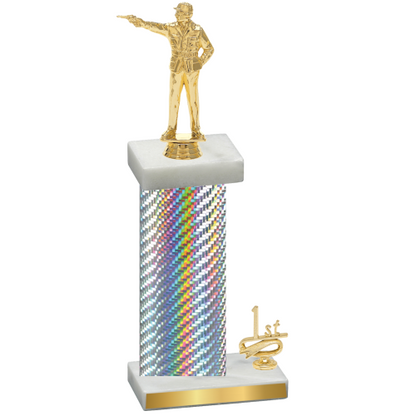 Accented Single Silver Carbon Fiber First Place Shooter Trophy