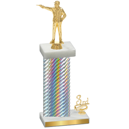 Accented Single Silver Carbon Fiber Third Place Shooter Trophy