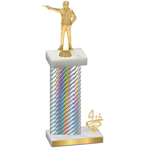Accented Single Silver Carbon Fiber Fourth Place Shooter Trophy