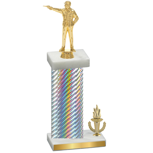 Accented Single Silver Carbon Fiber Victory Shooter Trophy