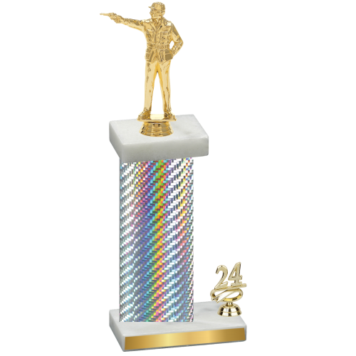 Accented Single Silver Carbon Fiber Year Shooter Trophy