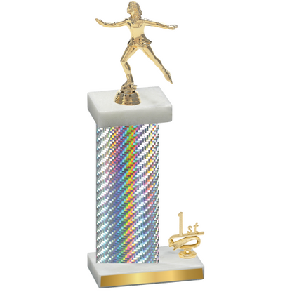 Accented Single Silver Carbon Fiber First Place Skater Trophy