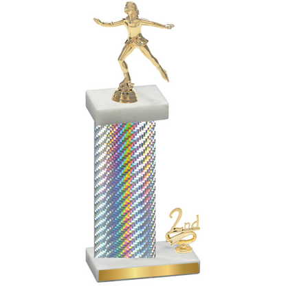 Accented Single Silver Carbon Fiber Second Place Skater Trophy