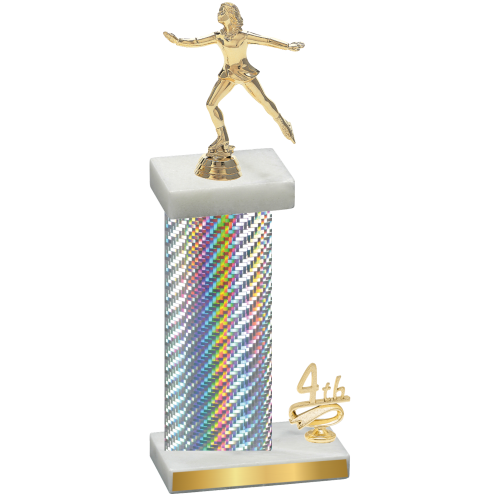 Accented Single Silver Carbon Fiber Fourth Place Skater Trophy