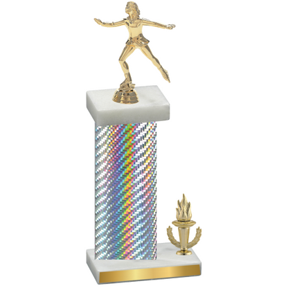 Accented Single Silver Carbon Fiber Victory Skater Trophy