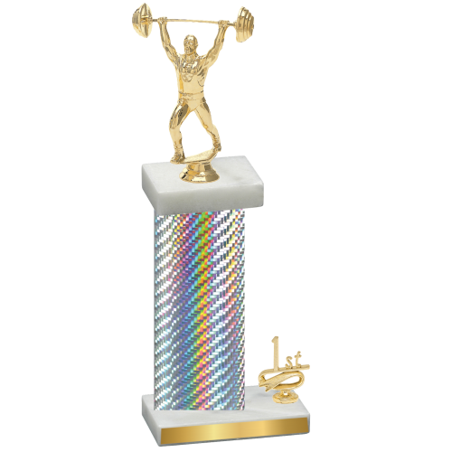 Accented Single Silver Carbon Fiber First Place Weights Trophy