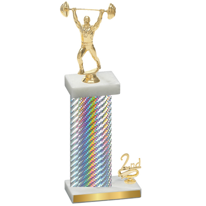 Accented Single Silver Carbon Fiber Second Place Weights Trophy