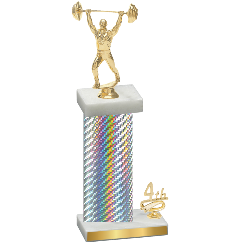Accented Single Silver Carbon Fiber Fourth Place Weights Trophy