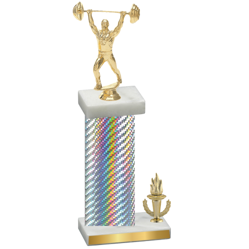 Accented Single Silver Carbon Fiber Victory Weights Trophy