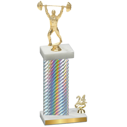 Accented Single Silver Carbon Fiber Year Weights Trophy