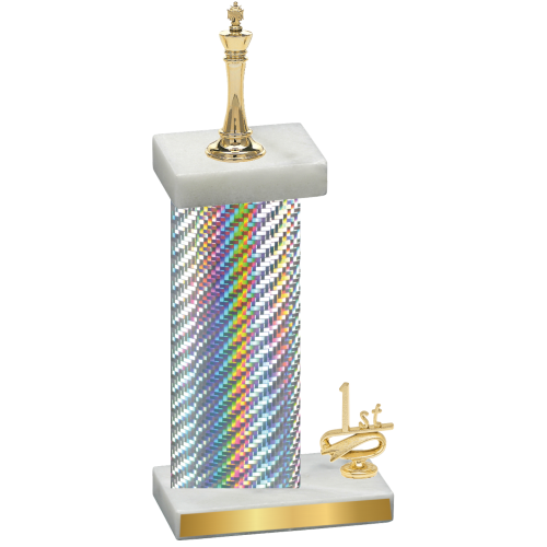 Accented Single Silver Carbon Fiber First Place Chess Trophy