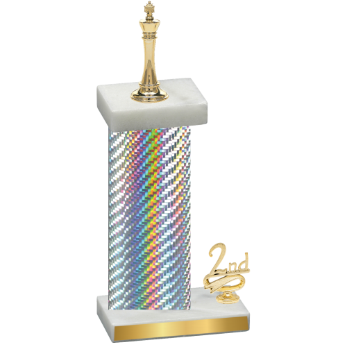 Accented Single Silver Carbon Fiber Second Place Chess Trophy