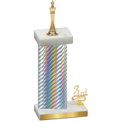 Accented Single Silver Carbon Fiber Third Place Chess Trophy