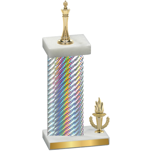 Accented Single Silver Carbon Fiber Victory Chess Trophy