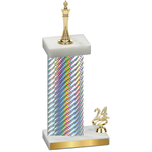 Accented Single Silver Carbon Fiber Year Chess Trophy