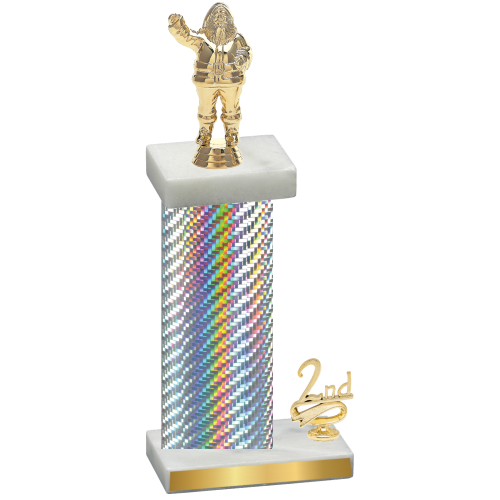 Accented Single Silver Carbon Fiber Second Place Holiday Trophy