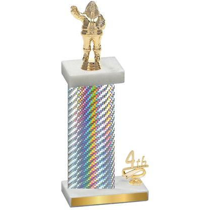 Accented Single Silver Carbon Fiber Fourth Place Holiday Trophy