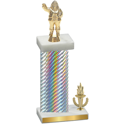 Accented Single Silver Carbon Fiber Victory Holiday Trophy