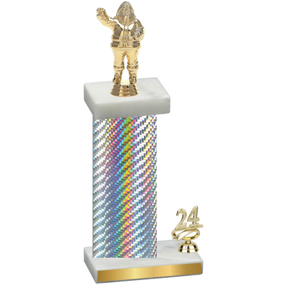 Accented Single Silver Carbon Fiber Year Holiday Trophy