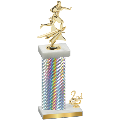 Accented Single Silver Carbon Fiber Second Place Flag Football Trophy