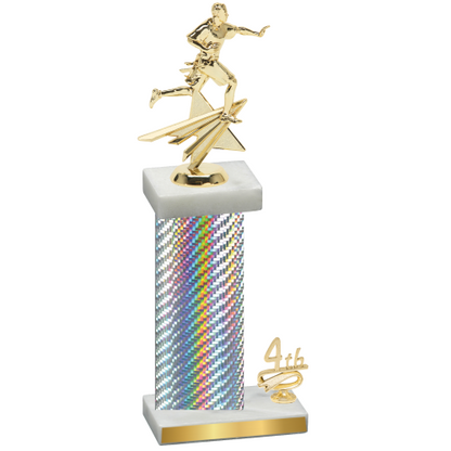 Accented Single Silver Carbon Fiber Fourth Place Flag Football Trophy