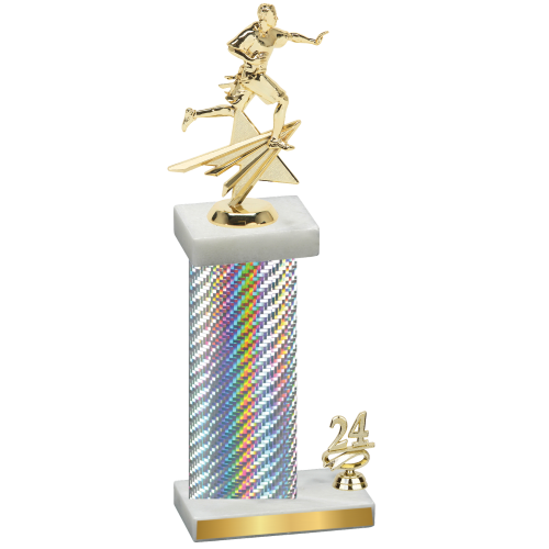 Accented Single Silver Carbon Fiber Year Flag Football Trophy