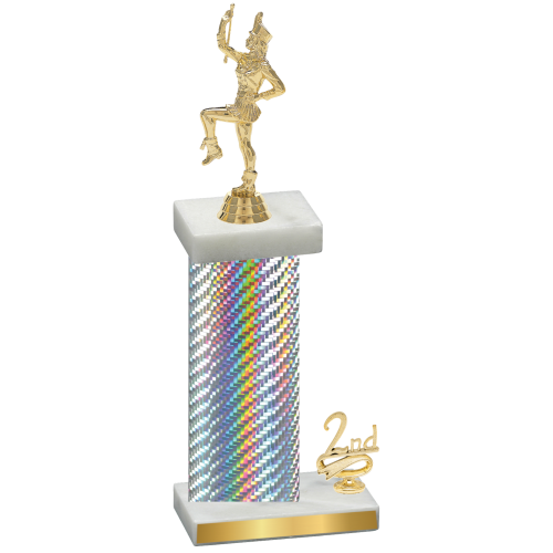 Accented Single Silver Carbon Fiber Second Place Majorette Trophy