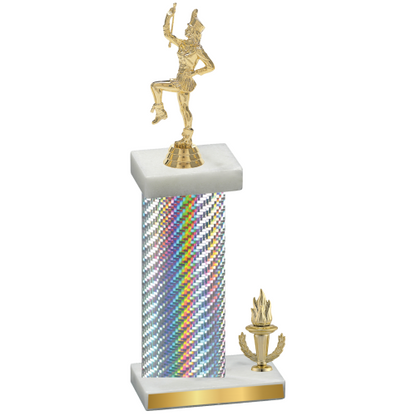 Accented Single Silver Carbon Fiber Victory Majorette Trophy