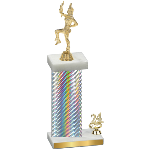 Accented Single Silver Carbon Fiber Year Majorette Trophy