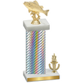 Accented Single Silver Carbon Fiber Victory Fishing Trophy