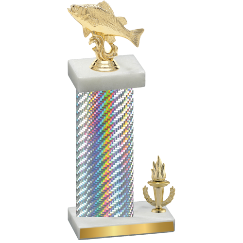 Accented Single Silver Carbon Fiber Victory Fishing Trophy