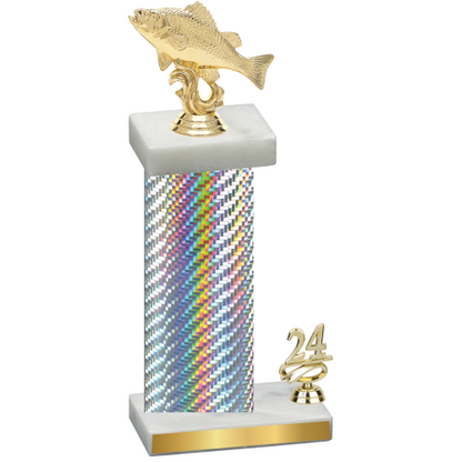 Accented Single Silver Carbon Fiber Year Fishing Trophy