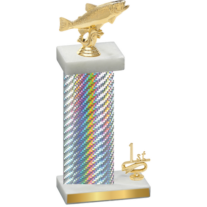 Accented Single Silver Carbon Fiber First Place Fishing Trophy